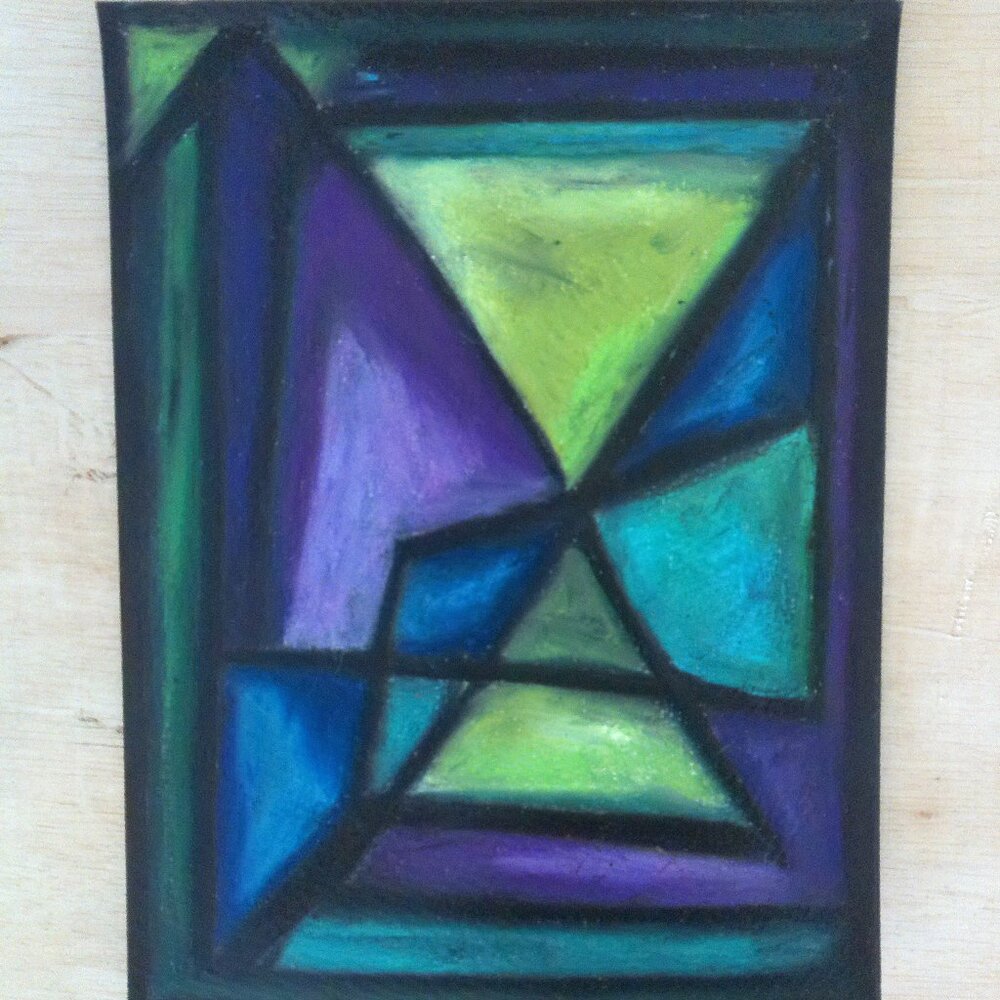 Original Painting by Artist Rachael Potter Titled "Purple Stained Glass #2/3 "